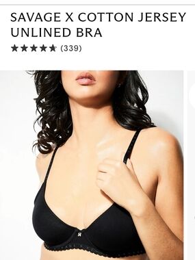 Savage X Fenty Cotton Jersey Unlined Bra - Black